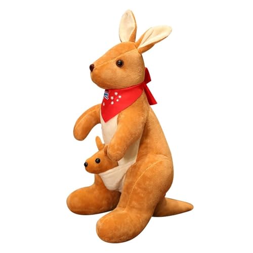 Kuscheliges Känguru Mit Babyplüsch, Weiches Stofftier for Kinder, Ideal for Kleinkinder, Kinderspielbereiche, Kinderzimmerdeko(Lightbrown,32cm/12.5in) von KUKUShining
