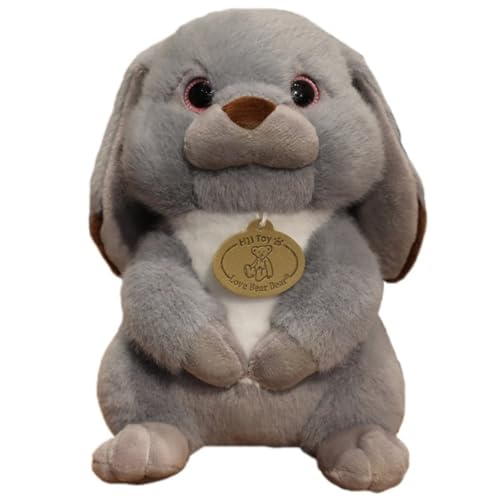 Kuscheliges Kaninchen Plüschtier, Flauschiges Süßes Stofftier Sitzendes Hase Mit Hängeohren Plüschkissen Puppe Kindergeschenk Ostern(Gray) von KUKUShining