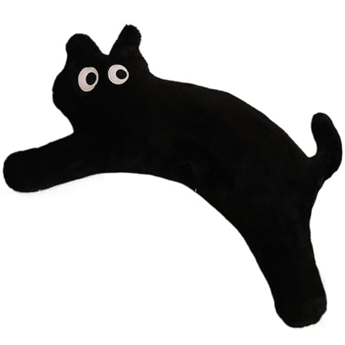 Langes Katze Plüsch, Weiches Ausgestopftes Kätzchen Umarmungskissen Puppe Süßes Schlafkissen Für Kinder Geschenk(Black) von KUKUShining