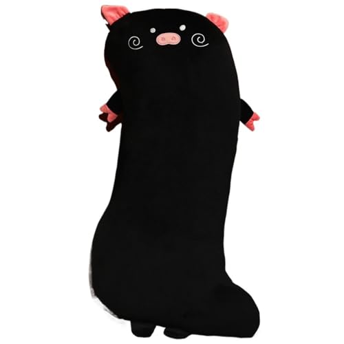 Langes Schweinchen Plüsch, Weiches Kuscheltier Stofftier Kissen Schlafkissen Süßes Schweinchen Plüschtier Spielzeug Für Weihnachten(Black) von KUKUShining