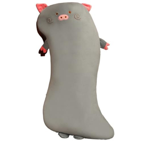 Langes Schweinchen Plüsch, Weiches Kuscheltier Stofftier Kissen Schlafkissen Süßes Schweinchen Plüschtier Spielzeug Für Weihnachten(Gray) von KUKUShining