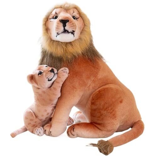 Löwe Kuscheltier, Löwe Mutter Und Baby Stofftier Puppen Weich Plüschtier Kuschelige Spielgefährten Plüschspielzeug Für Kinder von KUKUShining