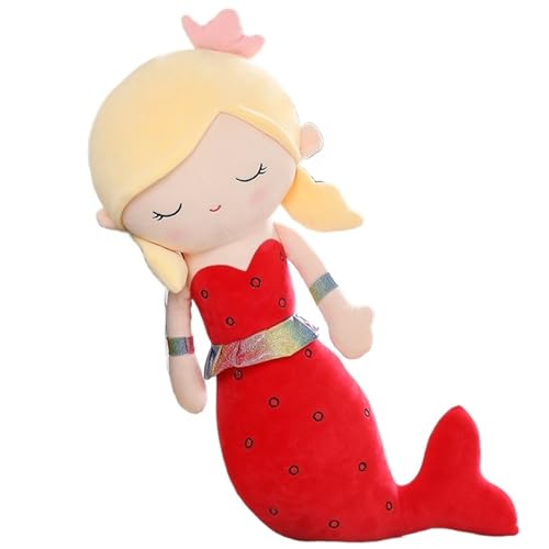 Meerjungfrau Kuscheltier, Plüsch Spielzeug Kuschelige Stofftiere Puppe Weiches Meerjungfrauen Plüschtier Kawaii Kissen Für Kinder Mädchen(Red,115cm/45.3in) von KUKUShining