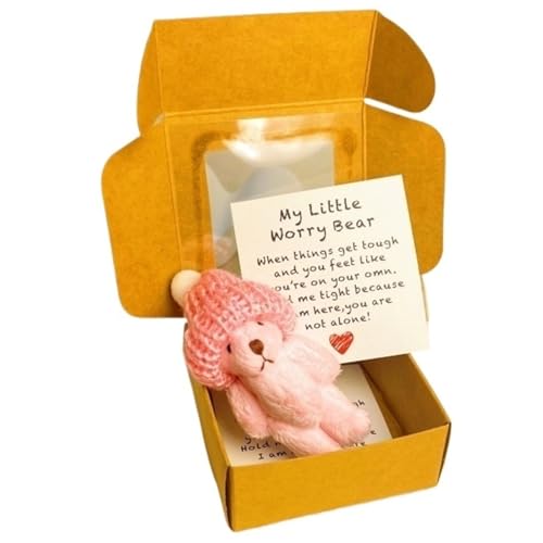 Mini Teddybär Plüschtier Taschenformat, Süße Kuschelfiguren Kleine Bärenpuppe Lustiges Plüschtier Geschenk for Freunde Kollegen(Pink) von KUKUShining