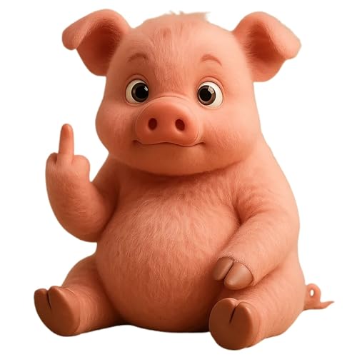 Mittelfinger Plüschtier, Lustiges Kuscheltier Mit Rebellischem Mittelfinger Humorvolle Tier Weiche Stofftiere Hund Bär Süße Plüschspielzeug(Pig) von KUKUShining