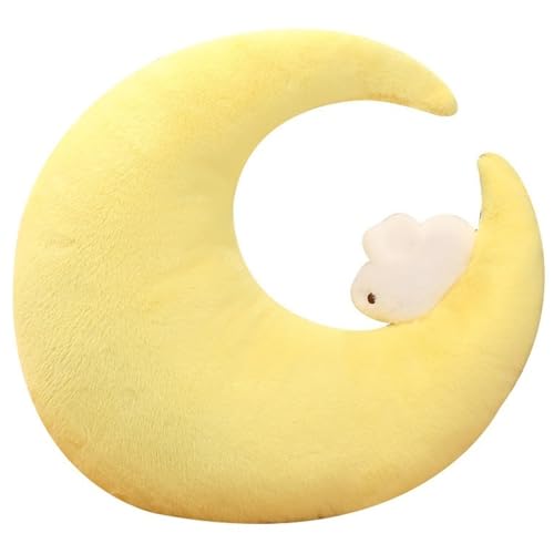 Mond Plüsch Kissen, Weiches Kuscheltier Mondform Dekokissen Mit Stern Kaninchen Wolken Plüschtier Kissen Zum Schlafen Ausruhen Spielen(Rabbit,80cm/31.5in) von KUKUShining