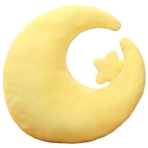 Mond Plüsch Kissen, Weiches Kuscheltier Mondform Dekokissen Mit Stern Kaninchen Wolken Plüschtier Kissen Zum Schlafen Ausruhen Spielen(Star,80cm/31.5in) von KUKUShining