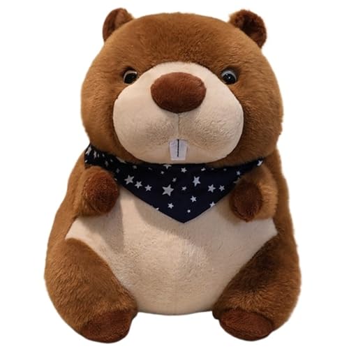 Murmeltier Kuscheltier, Weiche Plüschtier Süße Ausgestopfte Wildtiere Stofftier Puppen Braunes Plüsch Spielzeug Für Kinder Kuscheln(Blue,45cm/17.7in) von KUKUShining