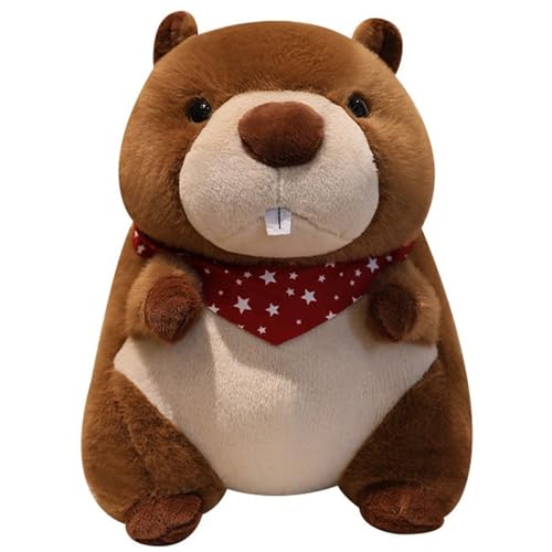 Murmeltier Kuscheltier, Weiche Plüschtier Süße Ausgestopfte Wildtiere Stofftier Puppen Braunes Plüsch Spielzeug Für Kinder Kuscheln(Red,45cm/17.7in) von KUKUShining