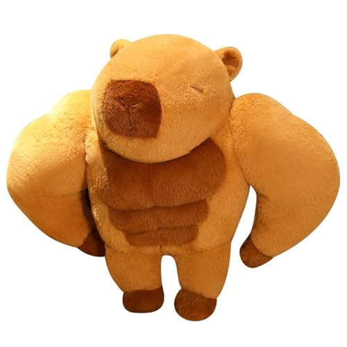 Muskel Capybara Kuscheltier, Süßes Stofftier Weiches Plüschtier Puppe Kawaii Meerschweinchen Figur Plüsch Spielzeug Für Kinder Mädchen(45cm/17.7in) von KUKUShining