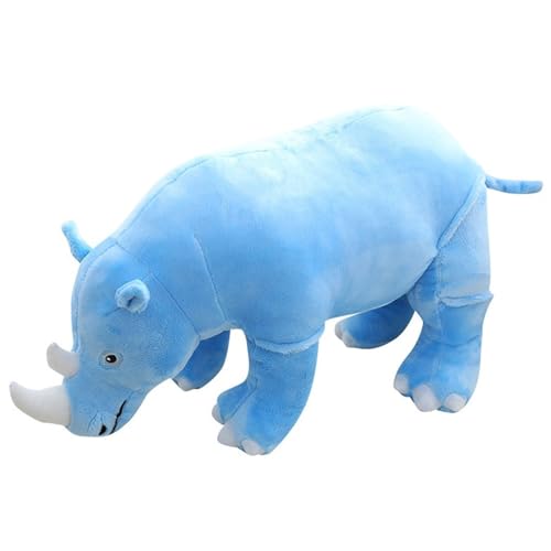 Nashorn Plüschtier, Süßes Rhinozeros Kuscheltier Weiches Plüsch Spielzeug Realistische Heimdekoration Puppe Für Kinder(Blue,40cm/15.75in) von KUKUShining