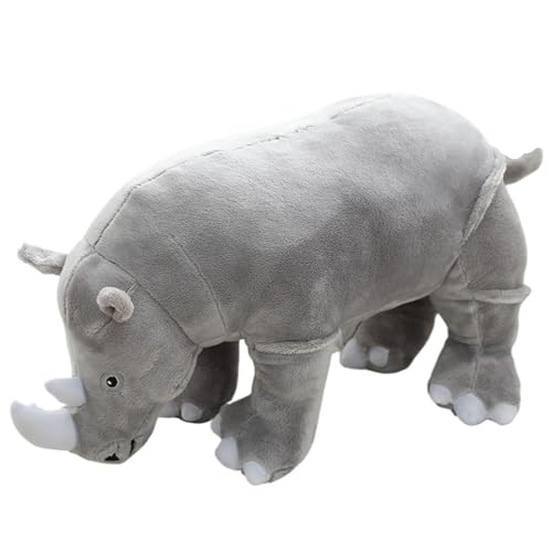 Nashorn Plüschtier, Süßes Rhinozeros Kuscheltier Weiches Plüsch Spielzeug Realistische Heimdekoration Puppe Für Kinder(Gray,60cm/23.9in) von KUKUShining