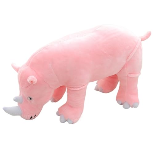 Nashorn Plüschtier, Süßes Rhinozeros Kuscheltier Weiches Plüsch Spielzeug Realistische Heimdekoration Puppe Für Kinder(Pink,40cm/15.75in) von KUKUShining