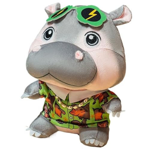 Nilpferd Plüschtier, Weich Stofftier Nilpferd Plüsch Puppe Mit Sonnenbrille Schal Rock Realistisches Kuscheltier Für Kinder(Green) von KUKUShining