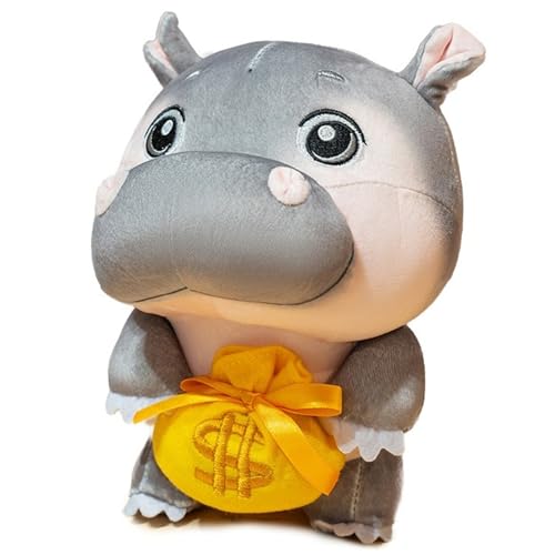 Nilpferd Plüschtier, Weich Stofftier Nilpferd Plüsch Puppe Mit Sonnenbrille Schal Rock Realistisches Kuscheltier Für Kinder(Yellow) von KUKUShining