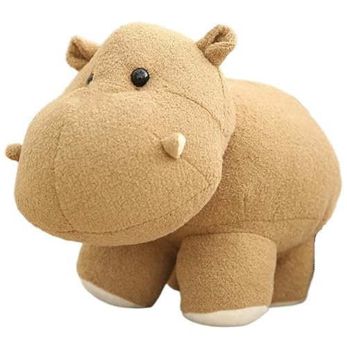 Nilpferd Plüschtier, Weiche Kuscheltier Kuschelige Stofftier Kissen Nilpferd Plüsch Spielzeug Realistisches Spielgefährte Für Kinder(Brown,20cm/7.8in) von KUKUShining
