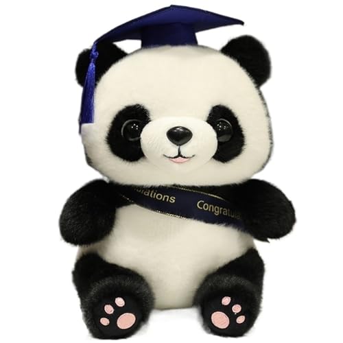 Panda Plüsch, Weiche Kuschelige Stofftiere Teddy Panda Puppe Mit Abschlusshut Spielzeug Geschenke for Kinder Mädchen(Blue) von KUKUShining