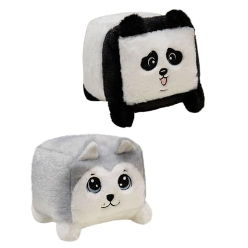 Panda Plüsch, Weiches Kuscheltier Kissen Kuschelige Stofftier Würfelförmige Pandas Plüschtier Spielzeug Puppe Für Party Heimdekoration(2PCS) von KUKUShining