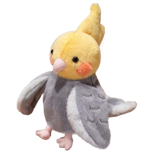 Papagei Plüsch, Süße Stofftier Puppe Kuscheltier Weich Flauschig Wie EIN Echter Vogel Kuschelige Plüschtier Für Kinder Mädchen Jungen(Gray) von KUKUShining