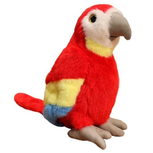 Papagei Plüschtier, Süße Stofftier Puppe Kuschelige Kuscheltier Vogel Flauschiges Plüsch Spielzeug Sammlung Geschenke Für Kinder Mädchen(Red) von KUKUShining
