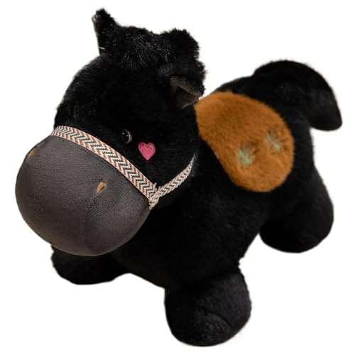 Pferd Plüsch, Weiches Stofftier Fohlen Puppe Kuscheltier Realistisches Flauschiges Pony Plüschtier Spielzeug Geschenke Für Kinder Jungen(Black,23cm/9in) von KUKUShining