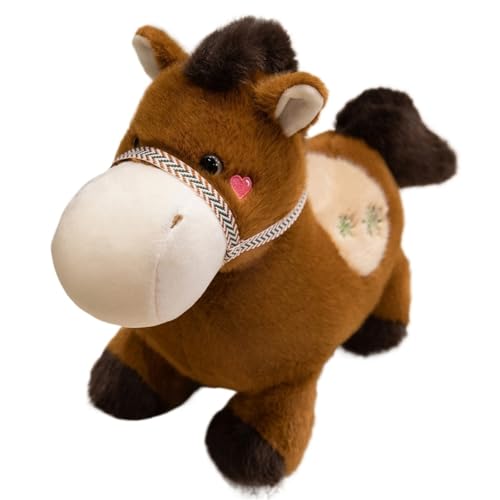 Pferd Plüsch, Weiches Stofftier Fohlen Puppe Kuscheltier Realistisches Flauschiges Pony Plüschtier Spielzeug Geschenke Für Kinder Jungen(Brown,45cm/17.7in) von KUKUShining