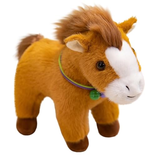 Pferd Plüschtier, Kuscheltier Pony Puppe Mit Glöckchen Süß Plüschpferd Weiches Plüsch Spielzeug Als Geburtstags (Brown) von KUKUShining
