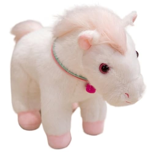 Pferd Plüschtier, Kuscheltier Pony Puppe Mit Glöckchen Süß Plüschpferd Weiches Plüsch Spielzeug Als Geburtstags (White) von KUKUShining