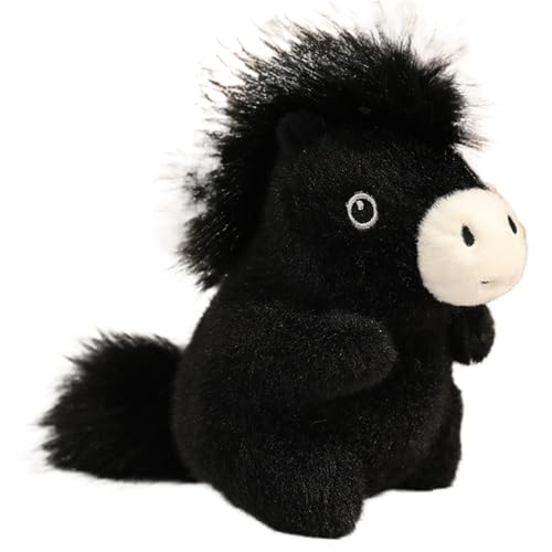 Pferd Plüschtier, Realistische Pony Kuscheltier Weiche Kuschelige Stofftier Puppe Kawaii Pferde Plüsch Spielzeug Für Kinder Freundinnen(Black) von KUKUShining