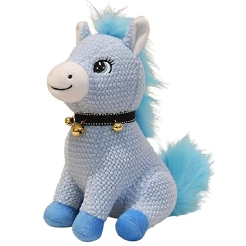 Pferde Kuscheltier, Kuschelweiche Stofftiere Mit Glöckchen Pony Plüschtiere Puppen Spielgefährten Umarmung Spielzeug Zum Sammeln(Blue,22cm/8.7in) von KUKUShining
