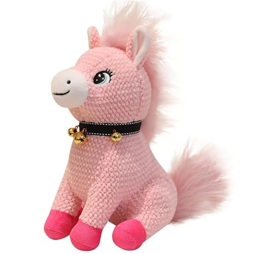Pferde Kuscheltier, Kuschelweiche Stofftiere Mit Glöckchen Pony Plüschtiere Puppen Spielgefährten Umarmung Spielzeug Zum Sammeln(Pink,30cm/11.81in) von KUKUShining