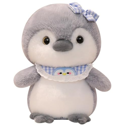 Pinguin Kuscheltier, Weiches Plüschtier Kuscheliges Stofftier Kissen Mit Lätzchen Schleife Plüschpinguin Puppe Zur Raumdekoration(Blue,40cm/15.7in) von KUKUShining