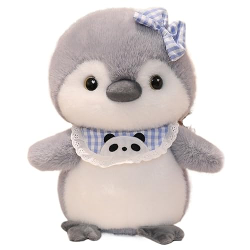 Pinguin Kuscheltier, Weiches Plüschtier Kuscheliges Stofftier Kissen Mit Lätzchen Schleife Plüschpinguin Puppe Zur Raumdekoration(White,40cm/15.7in) von KUKUShining