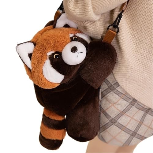 Plüschtasche Rotem Panda, Weiche Kuschelige Stofftiere Puppen Mit Schultergurten Plüsch Spielzeug Geschenke Für Kinder Mädchen von KUKUShining