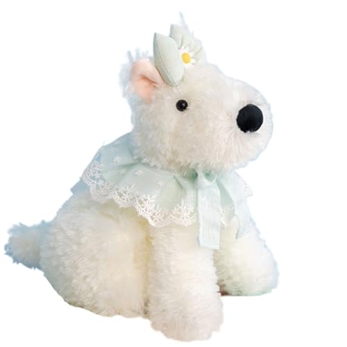Plüschtier Welpe, Flauschiges Kuscheltier West Highland Dog Dolls Weiches Kawayi-Plüschtier Als Geschenk for Kinder for Geburtstag(Green,35cm/13.8in) von KUKUShining