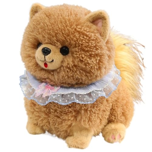 Pommersches Plüschtier, Weicher Kuscheliger Stofftierhund Entzückende Puppe Flauschiger Plüschwelpe for Den Kindergeburtstag(Brown,32cm/12.6in) von KUKUShining