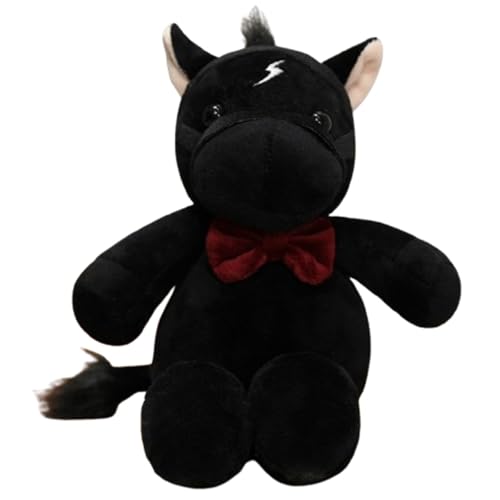 Pony Plüsch, Simulation Stofftier Puppe Kuschelige Begleiter Puppe Pferd Plüschtier Spielzeug Für Kinder Teenager Jungen(Black) von KUKUShining