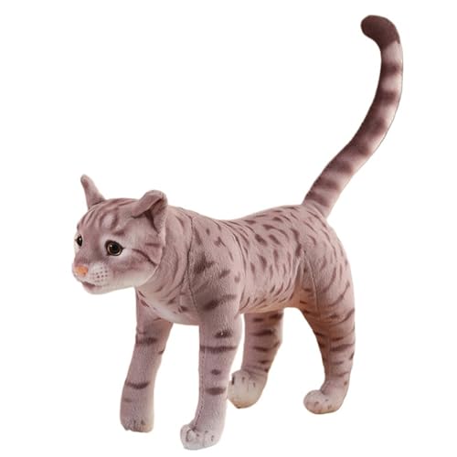 Realistisches Plüschtier Katze, Weiches Stofftier Plüschtiere Ausgestopfte Puppe Kätzchen Kinder Jungen Mädchen Heimdekoration(Brown) von KUKUShining