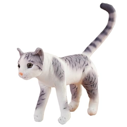 Realistisches Plüschtier Katze, Weiches Stofftier Plüschtiere Ausgestopfte Puppe Kätzchen Kinder Jungen Mädchen Heimdekoration(Gray) von KUKUShining