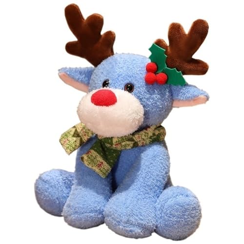 Rentier Plüschtier, Weihnachtselch Weiche Stofftier Puppen Heimdekoration Plüsch Spielzeug for Kinder Mädchen Jungen(Blue) von KUKUShining