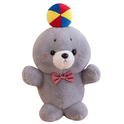 Robbe Plüschtier, Weiche Stofftier Meerestiere Meer Puppe Kuscheltier Mit Stressabbau Ball Fliege Robben Plüsch Spielzeug Spielgefährten(Gray) von KUKUShining