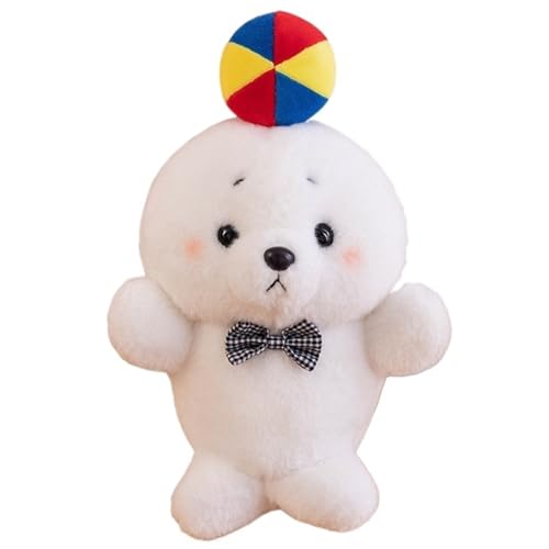 Robbe Plüschtier, Weiche Stofftier Meerestiere Meer Puppe Kuscheltier Mit Stressabbau Ball Fliege Robben Plüsch Spielzeug Spielgefährten(White) von KUKUShining