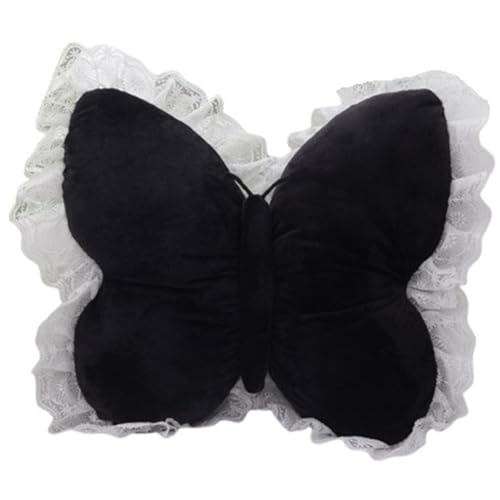 Schmetterling Kissen Plüsch, Süßes Dekokissen Plüschtier Stofftier Plüschkissen Spielzeug Weiches Kissen Kuscheltier Für Sofa Stuhl(Black) von KUKUShining