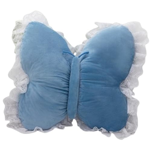 Schmetterling Kissen Plüsch, Süßes Dekokissen Plüschtier Stofftier Plüschkissen Spielzeug Weiches Kissen Kuscheltier Für Sofa Stuhl(Blue) von KUKUShining