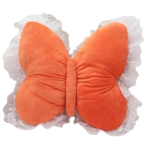 Schmetterling Kissen Plüsch, Süßes Dekokissen Plüschtier Stofftier Plüschkissen Spielzeug Weiches Kissen Kuscheltier Für Sofa Stuhl(Orange) von KUKUShining