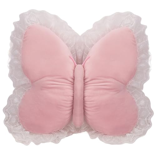 Schmetterling Kissen Plüsch, Süßes Dekokissen Plüschtier Stofftier Plüschkissen Spielzeug Weiches Kissen Kuscheltier Für Sofa Stuhl(Pink) von KUKUShining