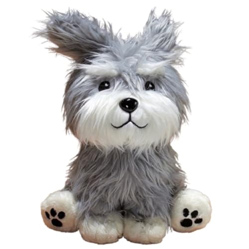 Schnauzer Plüschtier, Süßes Welpen Kuscheltier Puppen Weiches Kissen Hundeplüschtier for Desktop Dekorationen for Erwachsene(Happy) von KUKUShining