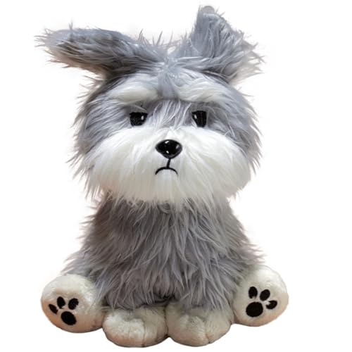 Schnauzer Plüschtier, Süßes Welpen Kuscheltier Puppen Weiches Kissen Hundeplüschtier for Desktop Dekorationen for Erwachsene(Melancholy) von KUKUShining