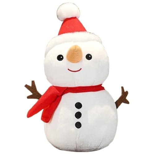 Schneemann Plüsch, Weiche Kuscheltier Weihnachts Stofftier Kissen Mit Hutschal Flauschiges Plüschtier Kuschelpuppe Zur Dekoration(60cm/23.9in) von KUKUShining