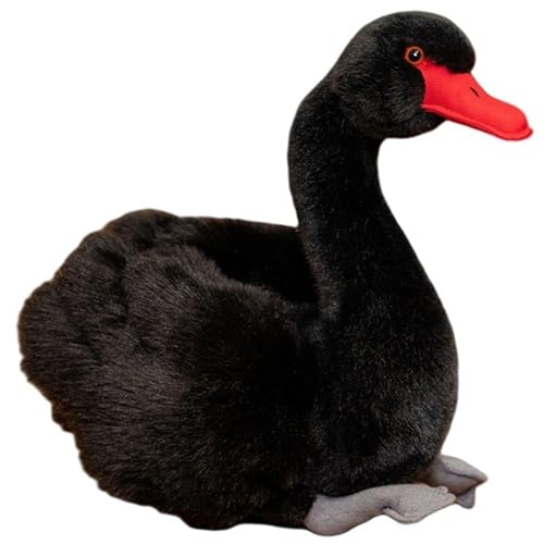 Schwan Plüsch, Weiche Kuschelige Safari Tierpuppen Realistische Flauschige Gans Spielzeug Geschenk for Kinder Jungen Mädchen(Black) von KUKUShining